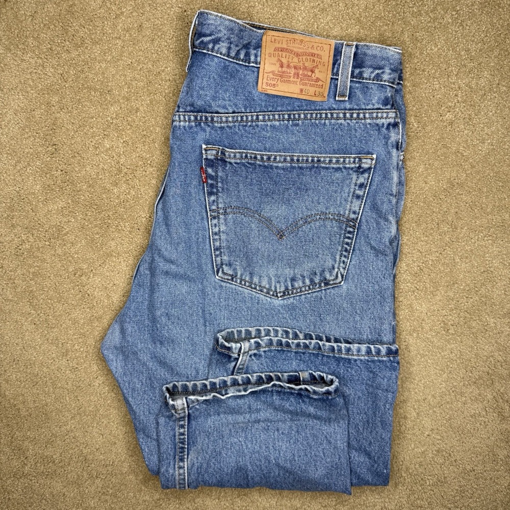 Vintage Levi's 505 Jeans Men's 40/30 Light Wash Denim Straight Leg Faded 2002